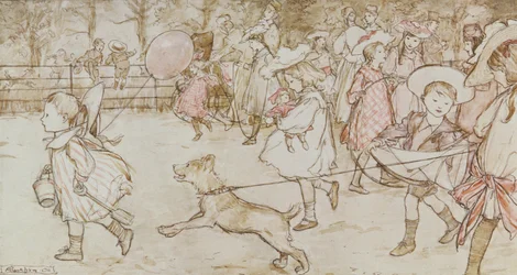 "In the Broad Walk" J. M. Barrien teoksesta "Peter Pan Kensington Gardensissa", 1906